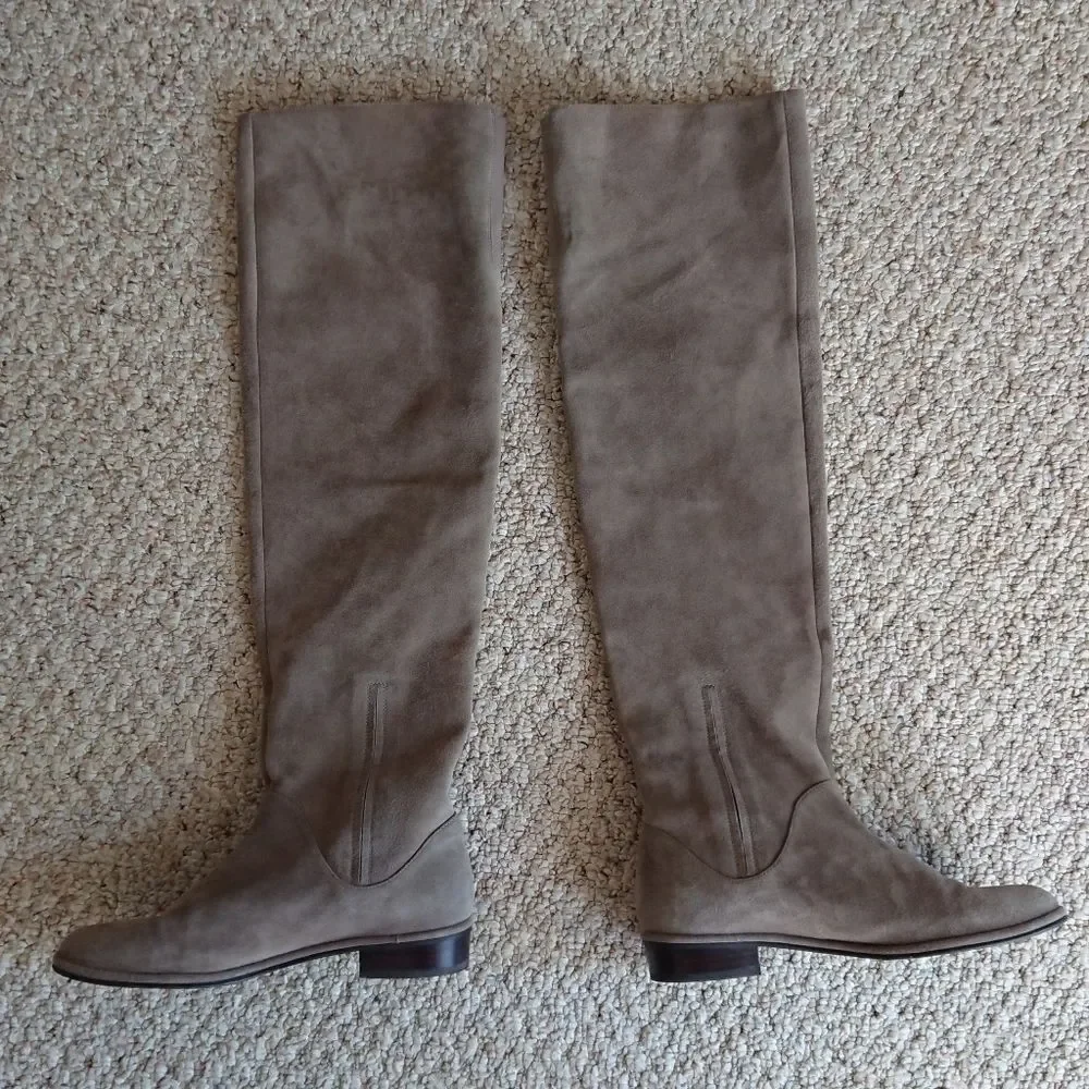Stuart Weitzman 5050 taupe suede leather overknee riding boots size 7.5
